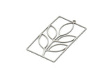 Steel Rectangle Charm, Stainless Steel Branch Patterned Rectangle Shaped Charms With 1 Loop, Findings (46x25x0.80mm) SMP2064
