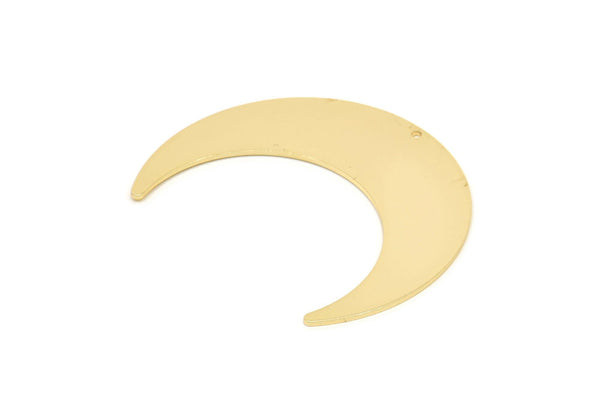 Gold Moon Charm, Gold Plated Brass Crescent Moon Charm With 1 Hole, Stamping Blanks (50x15x0.90mm) M836