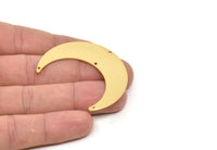 Gold Moon Charm, Gold Plated Brass Crescent Moon Charm With 4 Holes, Stamping Blanks (50x15x0.90mm) M841