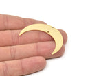 Gold Moon Charm, Gold Plated Brass Crescent Moon Charm With 2 Holes (46x11x0.80mm) M832 Q0346
