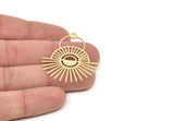 Brass Sun Charm, Raw Brass Rising Sun Shaped Charms With 1 Hole, Earring Findings (42x36x0.60mm) SMP2074