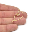 Brass Face Charm, Raw Brass Face Charms With 2 Loops, Face Earrings, Findings (42x18x0.80mm) SMP2076