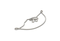 Steel Face Charm, Stainless Steel Face Charms With 2 Loops, Pendants, Earrings, Findings (42x18x0.80mm) SMP2076