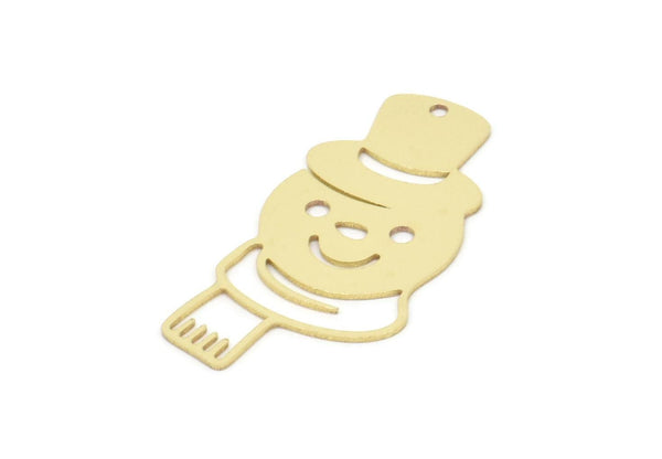 Brass Snowman Charm, Raw Brass Snowman Charms With 1 Hole, Winter Charms, Findings (34x16x0.60mm) SMP2077