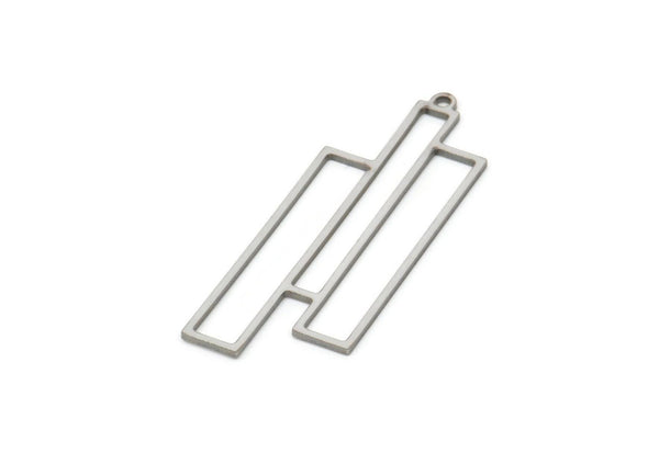 Steel Charm, Stainless Steel Geometric Charm With 1 Loop, Brass Pendants, Charm Pendants, Findings (40x15x0.80mm) SMP2079