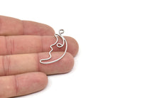 Steel Face Charm, Stainless Steel Face Charms With 1 Loop, Pendants, Earrings, Findings (41x15x0.80mm) SMP2080