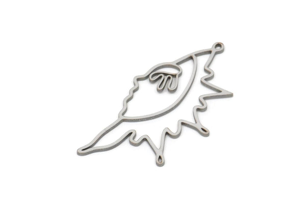 Steel Face Charm, Stainless Steel Face Charms With 1 Loop, Pendants, Earrings, Findings (43x21x0.80mm) SMP2081