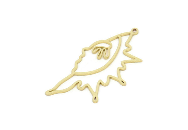 Brass Face Charm, Raw Brass Face Charms With 1 Loop, Face Earrings, Findings (43x21x0.80mm) SMP2081