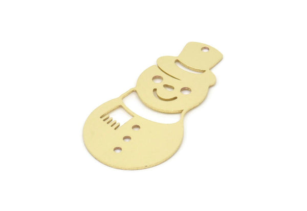 Brass Snowman Charm, Raw Brass Snowman Charms With 1 Hole, Winter Charms, Findings (34x17x0.60mm) SMP2082