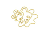 Brass Face Charm, Raw Brass Face Charms, Face Earrings, Findings (43x41x0.60mm) SMP2083
