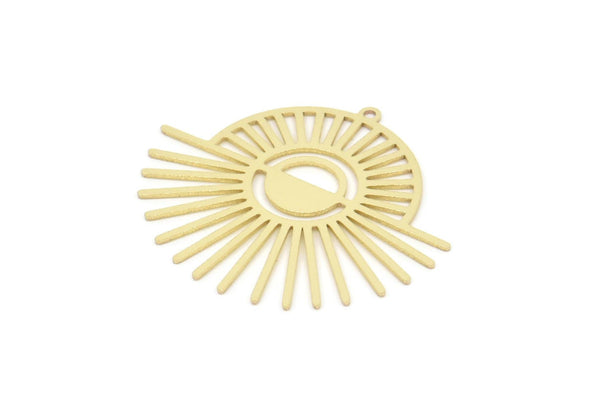 Brass Sun Charm, Raw Brass Rising Sun Shaped Charms With 1 Loop, Earring Findings (32x36x0.60mm) SMP2087