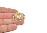 Brass Sun Charm, Raw Brass Rising Sun Shaped Charms With 1 Loop, Earring Findings (32x36x0.60mm) SMP2087