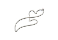 Steel Heart Charm, Stainless Steel Heart Charms With 1 Loop, Heart Earrings, Pendants (45x18x0.80mm) SMP2092