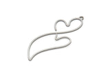Steel Heart Charm, Stainless Steel Heart Charms With 1 Loop, Heart Earrings, Pendants (45x18x0.80mm) SMP2092