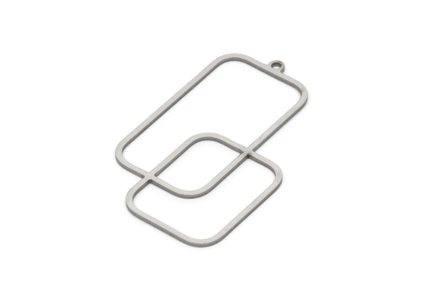Steel Rectangle Charm, Stainless Steel Rectangle Shaped Charms With 1 Loop, Findings (42x27x0.80mm) SMP2094