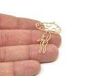 Brass Mushroom Charm, Raw Brass Mushroom Man Charms With 1 Loop, Charm Earrings (43x27x0.60mm) SMP2095