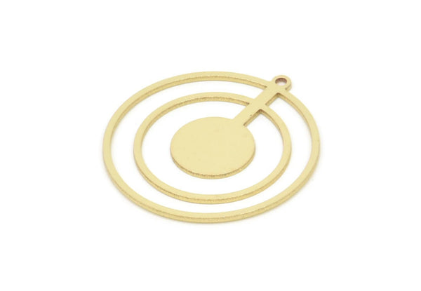 Brass Geometric Charm, Raw Brass Round Shaped Charm With 1 Loop, Findings (32x29x0.80mm) SMP2099