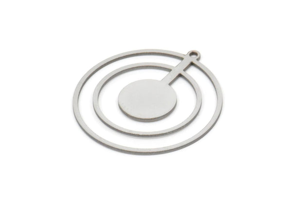 Steel Geometric Charm, Stainless Steel Round Charms With 1 Loop (32x29x0.80mm) SMP2099