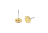 Gold Cabochon Earring, 8 Gold Plated Brass Cabochon Stud Earrings With 1 Hole (7x1mm) E077 A6668