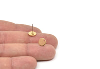 Gold Cabochon Earring, 6 Gold Plated Brass Cabochon Stud Earrings With 1 Hole (8x0.80mm) M045 A5739
