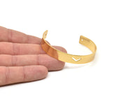 Gold Chevron Cuff - Gold Plated Brass Cuff Bracelet Blank Bangle Chevron With 2 Holes (10x1mm) BRC010
