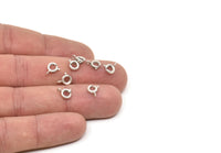Spring Ring Clasp - 24 Antique Silver Plated Brass Round Spring Ring Clasps (5.5mm) A0890