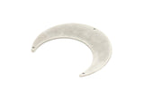 Silver Moon Charm, 2 Antique Silver Plated Brass Crescent Moon Charms With 3 Holes, Stamping Blanks (50x15x0.90mm) M839