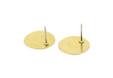 Brass Round Earring, 6 Raw Brass Irregular Round Stud Earrings (17x0.60mm) A2909