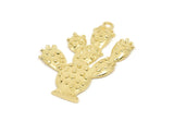 Brass Cactus Pendant, Raw Brass Cactus Charms, Jewelry Supplies, Findings (36mm) N0416