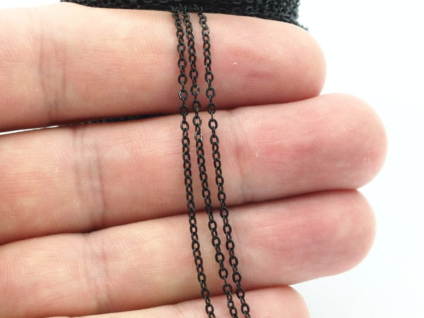 Black Brass Chain, 5 M (1.5x2mm) Black Brass Soldered Chain - Y006 Black ( Z002 )