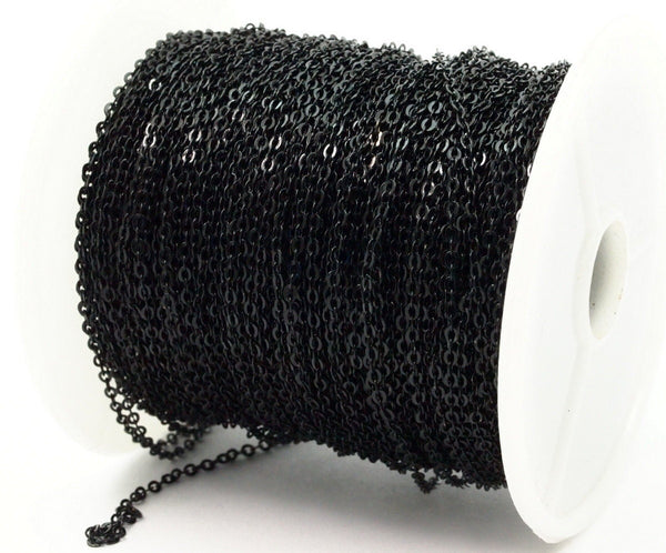 Black Goth Chain, 90 M (1.5x2mm) Black Brass Soldered Chain - Y006 BLACK ( Z002 )