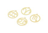 Brass Zodiac Charm, Raw Brass Zodiac Charms With 1 Loop, Pendants, Earring Charms, Findings (22x20x0.60mm) SMP2101