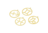 Brass Zodiac Charm, Raw Brass Zodiac Charms With 1 Loop, Pendants, Earring Charms, Findings (22x20x0.60mm) SMP2101