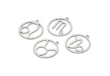Steel Zodiac Charm, Stainless Steel Zodiac Charms With 1 Loop, Pendants, Earring Charms, Findings (22x20x0.80mm) SMP2101