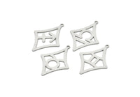 Steel Zodiac Charm, Stainless Steel Zodiac Charms With 1 Loop, Pendants, Earring Charms, Findings (34x25x0.80mm) SMP2102