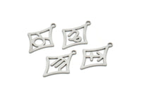 Steel Zodiac Charm, Stainless Steel Zodiac Charms With 1 Loop, Pendants, Earring Charms, Findings (22x15x0.80mm) SMP2103