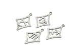 Steel Zodiac Charm, Stainless Steel Zodiac Charms With 1 Loop, Pendants, Earring Charms, Findings (22x15x0.80mm) SMP2103
