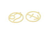 Brass Zodiac Charm, Raw Brass Zodiac Charms With 1 Loop, Pendants, Earring Charms, Findings (34x32x0.60mm) SMP2104
