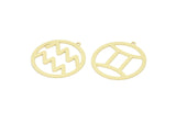 Brass Zodiac Charm, Raw Brass Zodiac Charms With 1 Loop, Pendants, Earring Charms, Findings (34x32x0.60mm) SMP2104