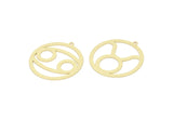 Brass Zodiac Charm, Raw Brass Zodiac Charms With 1 Loop, Pendants, Earring Charms, Findings (34x32x0.60mm) SMP2104