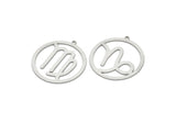 Steel Zodiac Charm, Stainless Steel Zodiac Charms With 1 Loop, Pendants, Earring Charms, Findings (34x32x0.80mm) SMP2104