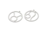 Steel Zodiac Charm, Stainless Steel Zodiac Charms With 1 Loop, Pendants, Earring Charms, Findings (34x32x0.80mm) SMP2104