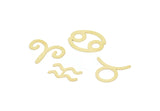 Brass Zodiac, Raw Brass Zodiac Findings, Charm Pendants, Earring Charms, Findings SMP2105