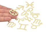 Brass Zodiac, Raw Brass Zodiac Findings, Charm Pendants, Earring Charms, Findings SMP2106