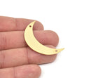 Moon Crescent Charm, 10 Raw Brass Moons With 2 Holes (44x11x0.80mm) Moon14