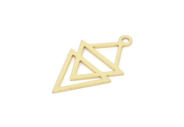 Brass Triangle Charm, Raw Brass Triangle Shaped Charms With 1 Loop, Findings (22x12x0.60mm) SMP2108