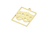 Brass Face Charm, Raw Brass Face Charms With 1 Loop, Face Earrings, Findings (22x18x0.80mm) SMP2109