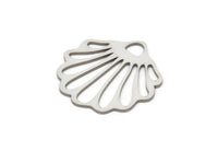 Steel Shell Charm, Stainless Steel Shell Shaped Charms With 1 Hole, Charm Pendants (20x20x0.80mm) SMP2116