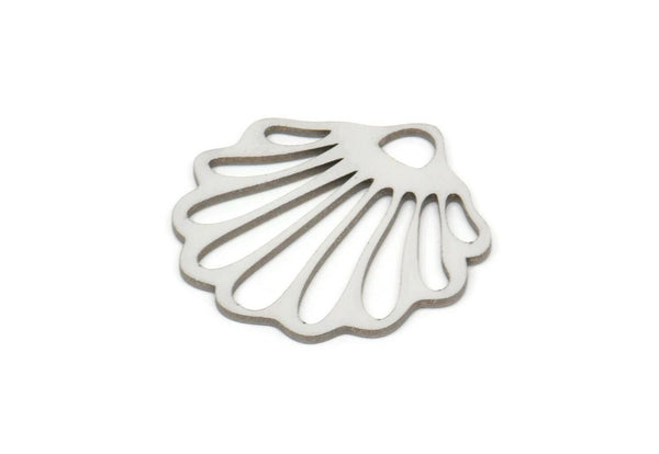 Steel Shell Charm, Stainless Steel Shell Shaped Charms With 1 Hole, Charm Pendants (20x20x0.80mm) SMP2116