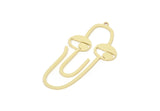 Brass Face Charm, Raw Brass Paperclip Shaped Charms With 1 Loop, Earring Findings (47x23x0.80mm) SMP2117
